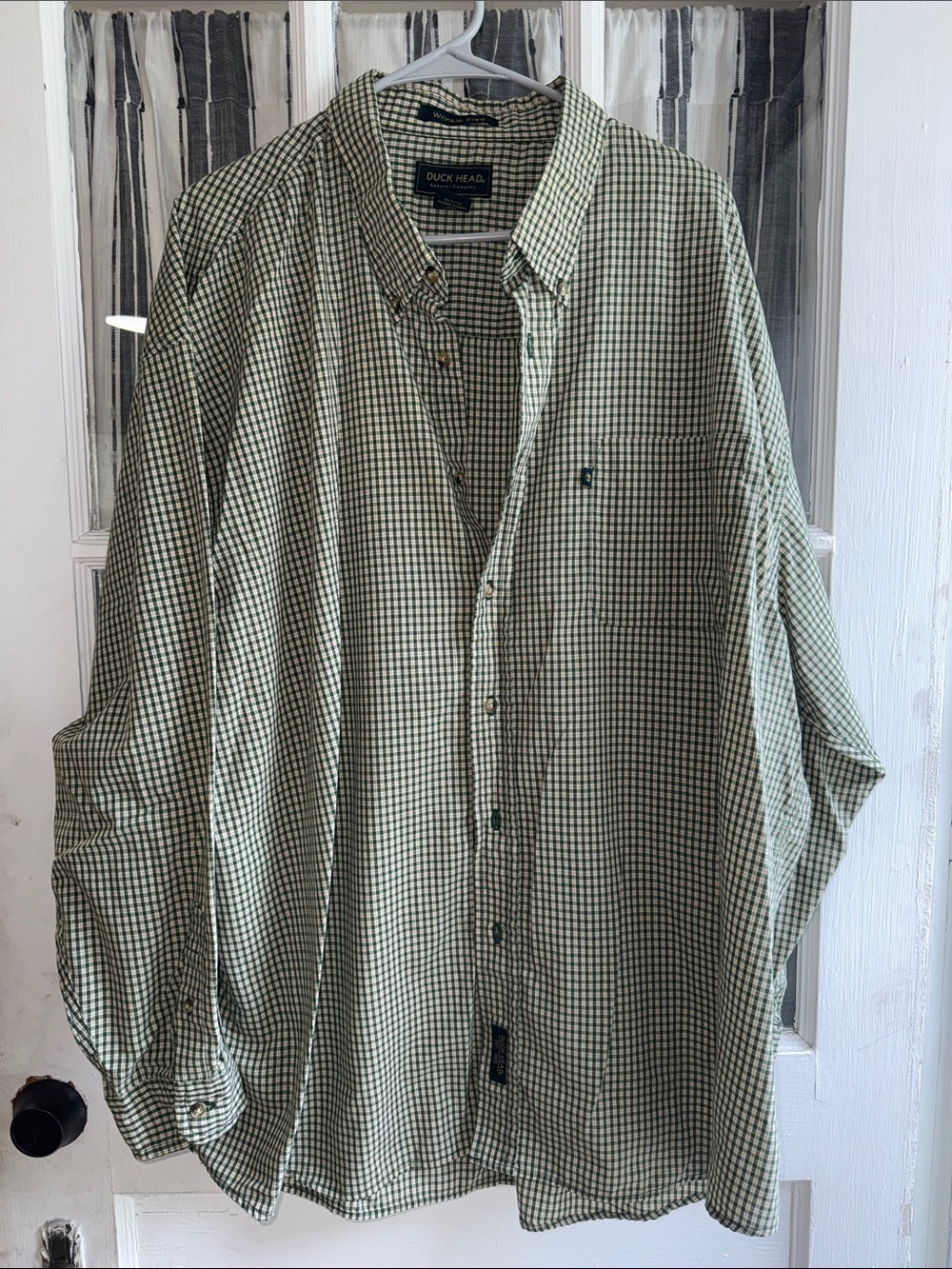Duck Head Olive and White Small-Check Button-Down Shirt
